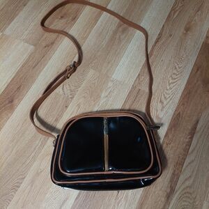Valentina Black Patent Leather Crossbody